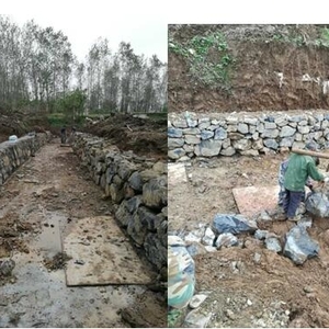 江洲镇向阳渠外江泄水道整理护砌工程正在紧张施工